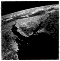 B/W photo of the Sinai Peninsula and the Red Sea.