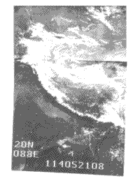 B/W image of Eastern India, Bangladesh and the Himalayas taken from the Nimbus satellite sensors.