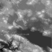B/W DEM relief map of the Susanville area in the Sierra Nevada Mountains.