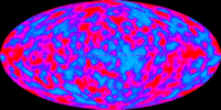 COBE DMR image showing the broad distribution of minute temperature differences across the early Universe.