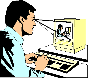 Example of remote sensing - a person viewing the contenst of a video monitor.