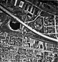 B/W aerial photograph of urban Harrisburg (scale=1:4000).