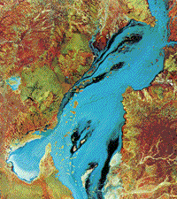 Color Landsat-1 subscene image of a flood of the Barcoo River in Queensland, South Australia, February 6 1974.