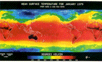 Mean Surface Temperature illustration for January 1979, taken from MIRS-2 and MSU 