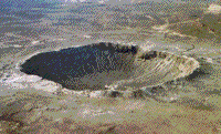 Color aerial oblique photograph of Meteor Crater, Arizona.