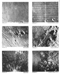 Series of landing site scenes for the Apollo missions taken from the Lunar Orbiter photographs.