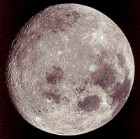 Natural color image of the full Moon taken from the Apollo 17 Command Module.