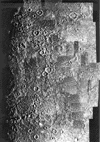 B/W Mariner 10 mosaic of the surface of Mercury, 1973-74.