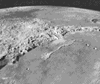 B/W Lunar Orbiter photograph of the Moon's surface - Scene 1, 1966-67.