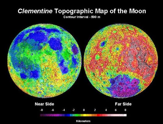 Clementine Topographic Map of both sides of the Moon, February to April 1994.