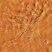Color Viking image of the Volcano Tyrrhena on Mars.