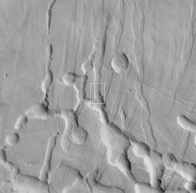 B/W Global Surveyor photograph of the surface of Mars, October 1997 (A).