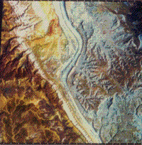 False color composte image of Waterpocket Fold created by the MSS on Landsat 1, August 1972.