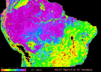NASA Scatterometer image of northern South America.
