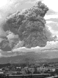 B/W photograph of the Mt. Pinatubo eruption.