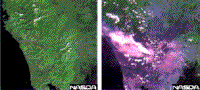 MESSR before/after image of the Mt. Pinatubo eruption.