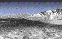 Perspective view of Death Valley and adjacent mountains produced from SIR-C imagery.