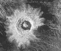 B/W Magellan image of the Golubkna crater on Venus.