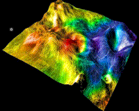 Color-coded perspective image of the Sedna Planitia region on Venus.
